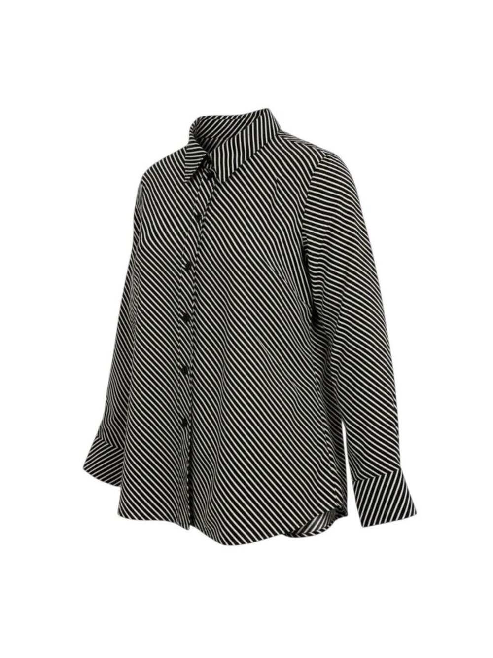 Saint Laurent Hedi Slimane Era Silk Shirt Long Sleeve Black Ivory